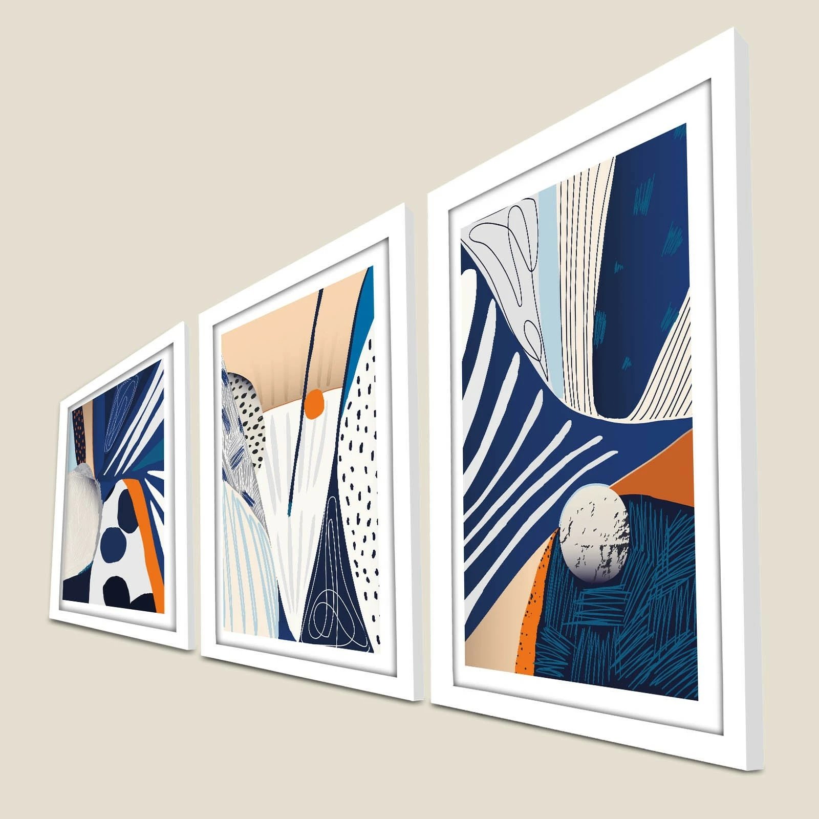 Pikturë dekorative me kornizë MDF (3 copë), Wallity, 3P3853NISCT-015