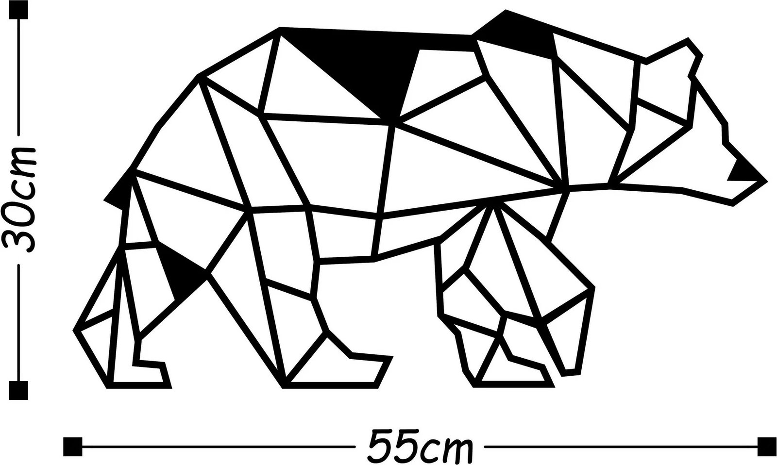 Aksesor dekorativ metalik për mur, ari, Wallity, ngjyrë e zezë, 55x30cm