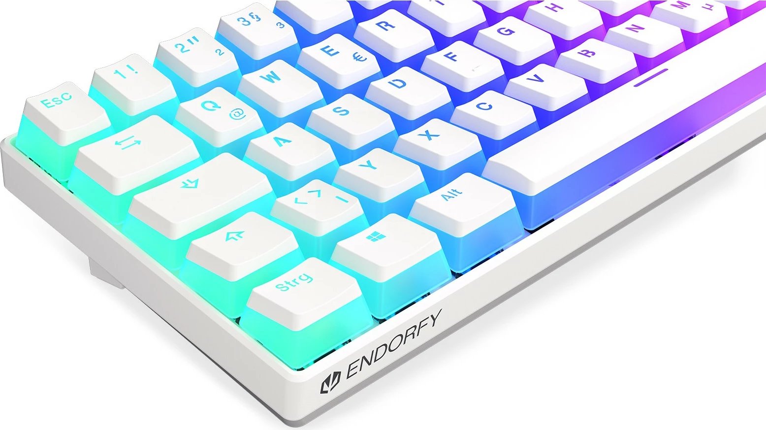 Tastierë mekanike Endorfy Thock Compact Wireless Pudding Onyx White, RGB, QWERTZ, wireless/USB, e bardhë