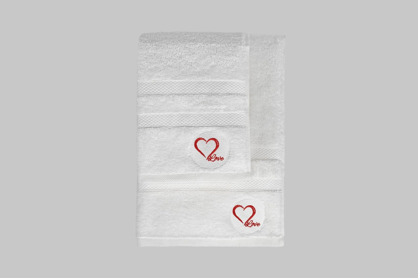 Set peshqirësh duarsh dhe banje (2 copë), Mijolnir, Love, e bardhë