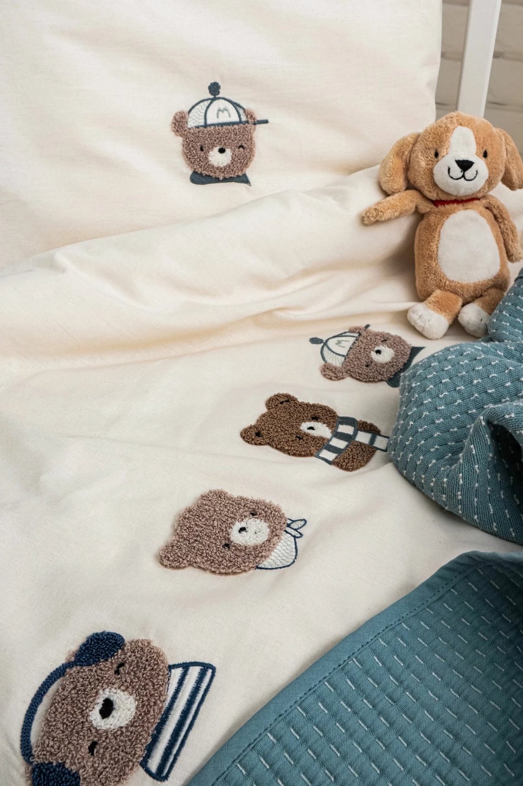 Set mbulesash për krevat fëmijësh, Mr. Bear, ngjyrë turquoise