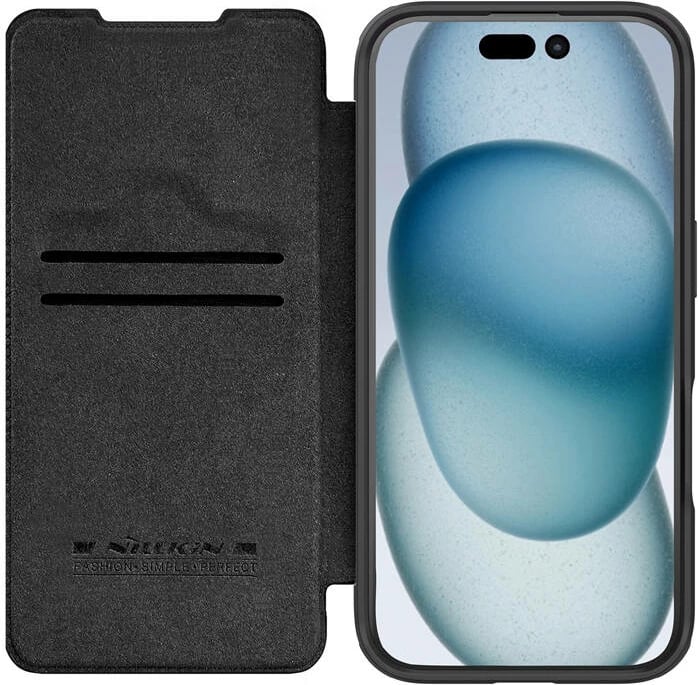 Mbështjellës Nillkin Qin Pro Leather për iPhone 16 Pro Max, i zi