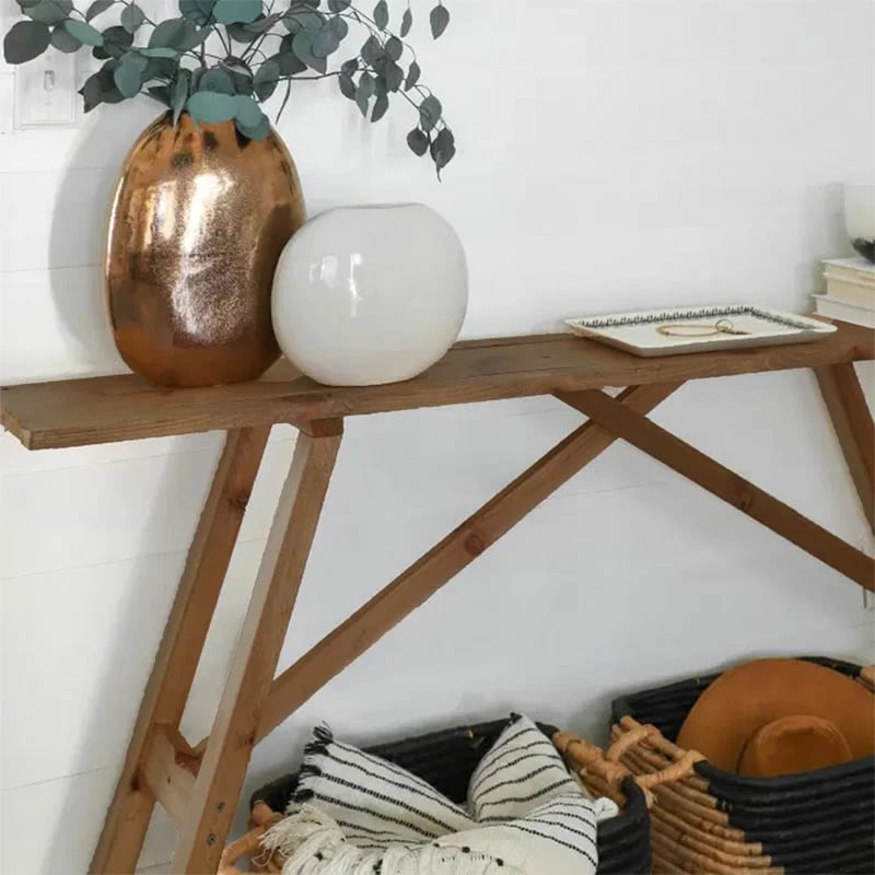 Konsolë Roosevelt, dru pishe i fortë, ngjyrë arre, 119x29x80cm