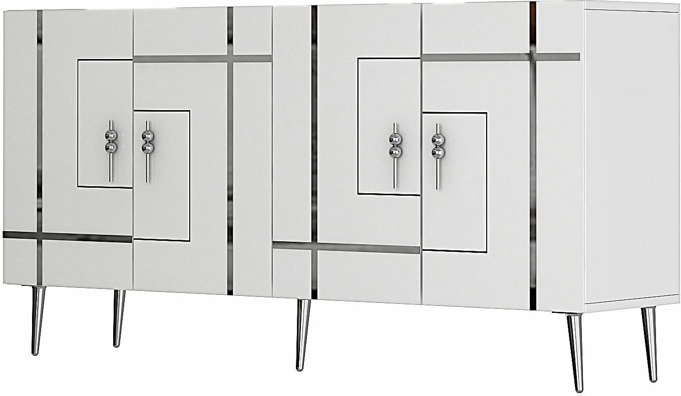 Konsol Skye Decor, Line KB150, e bardhë, argjend