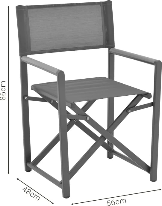 Karrige regjisori Mabu, ngjyrë e errët gri, alumin, 56x48x86cm