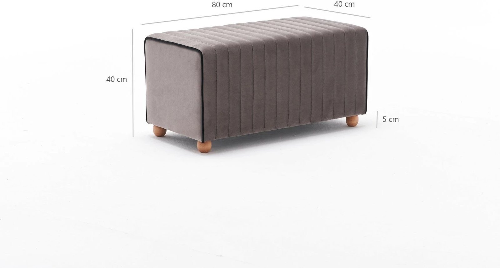 Puf Mabel, kadife ngjyrë mink, Atelier del Sofa