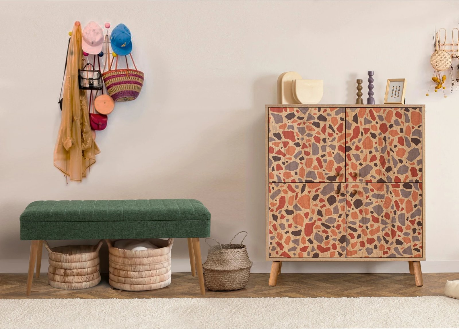 Set mobiljesh për korridor, Sonomo dhe e gjelbër, Skye Decor, Multilux - Pebble - 1070