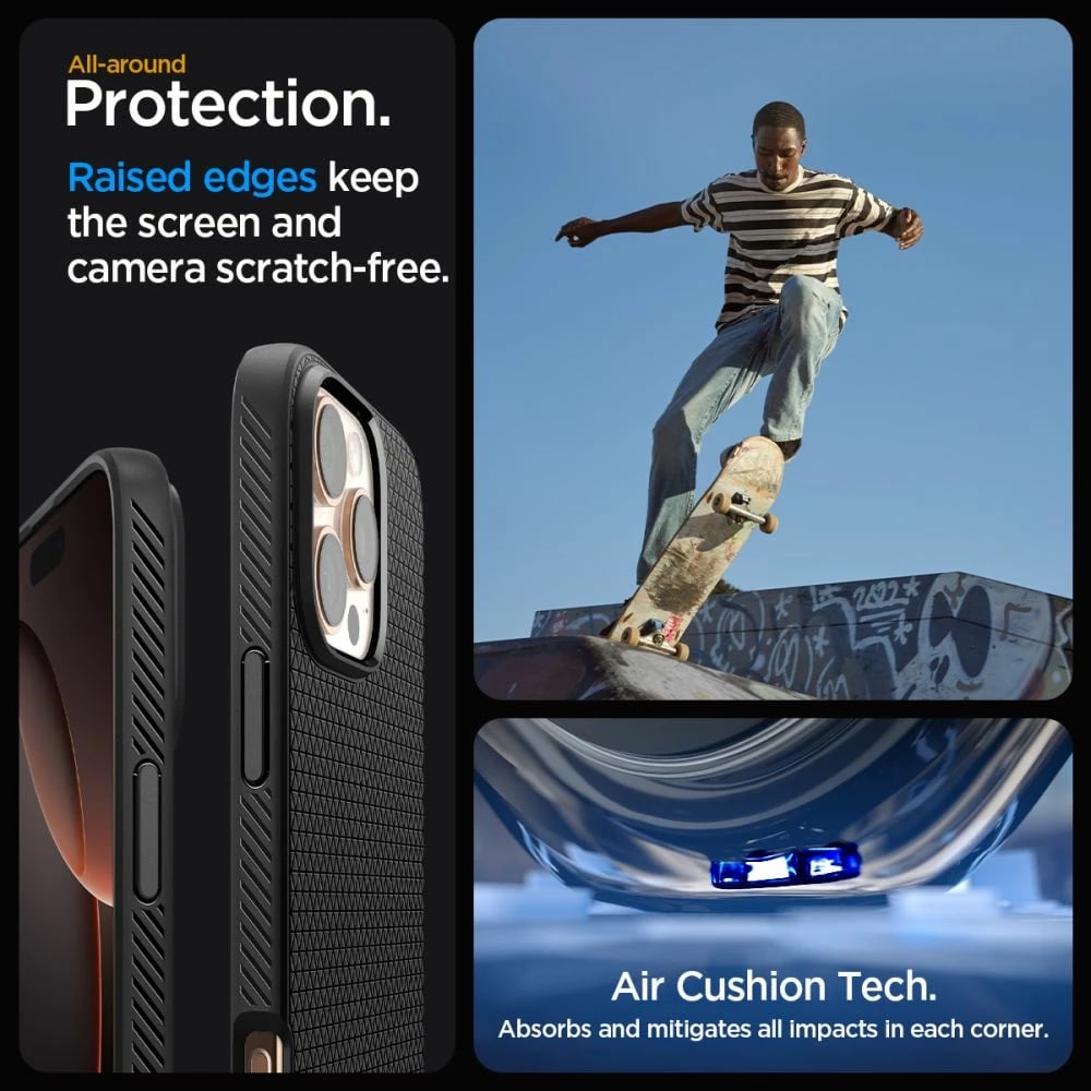Mbështjellës Spigen Liquid Air për iPhone 16 Pro Max, i zi