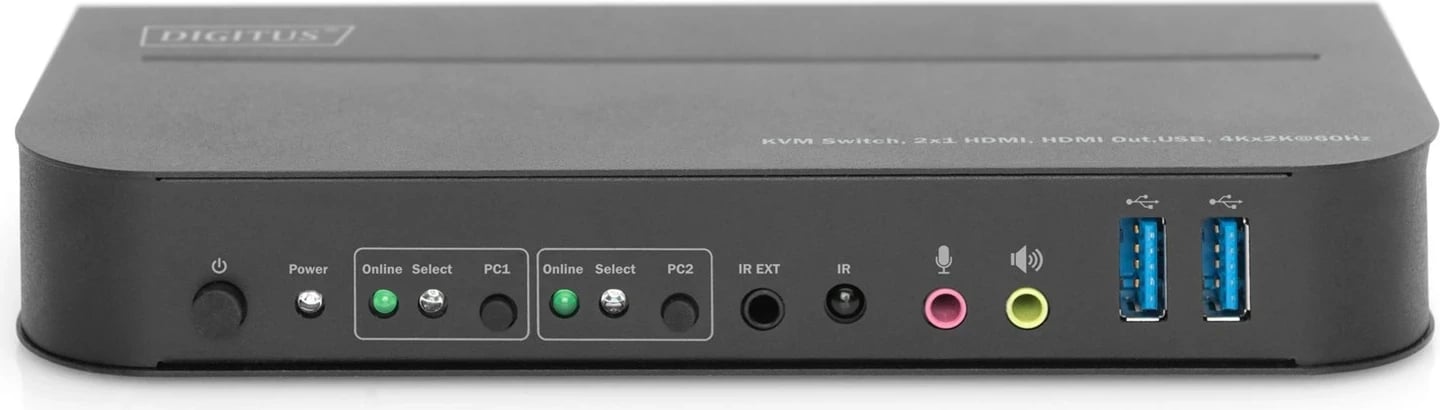Switch DIGITUS DS-12874, 2x1 HDMI, HDMI Out, USB, 4Kx2K@60Hz, Zi