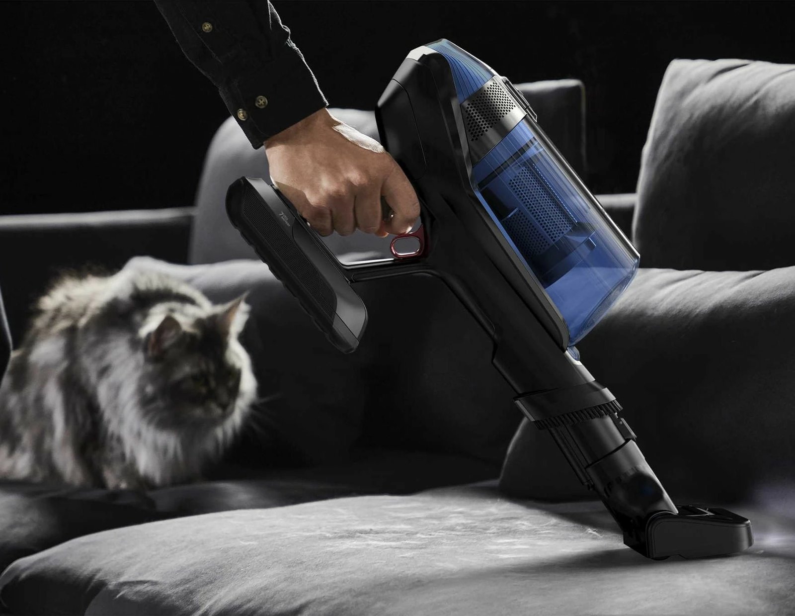 Fshesë me korrent vertikale pa kabllo Rowenta RH98C0WO X-Force Flex 2-në-1, 4.8V, kohë pune deri 45 min, depozitë 0.9L, filtër 99.9%, blu