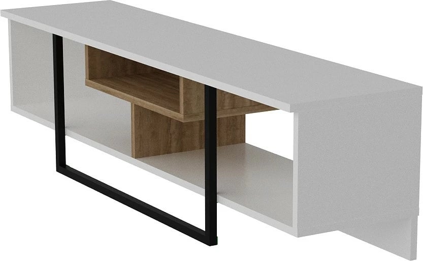 Komodë TV, Skye Decor, e bardhë, dru, e zezë, 150cm