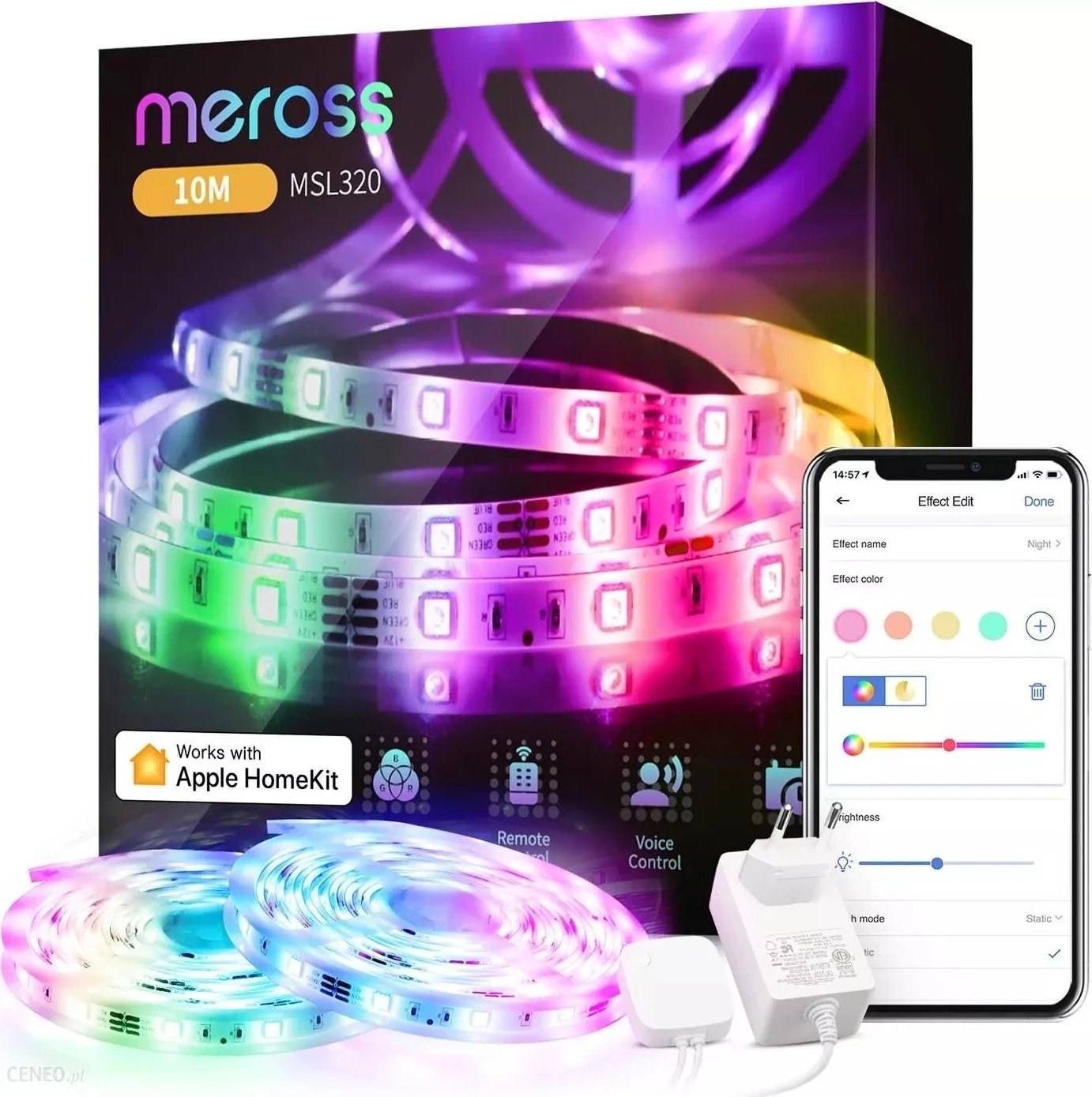 Shirit LED Meross MSL320, RGB, i zgjedhshëm, me HomeKit