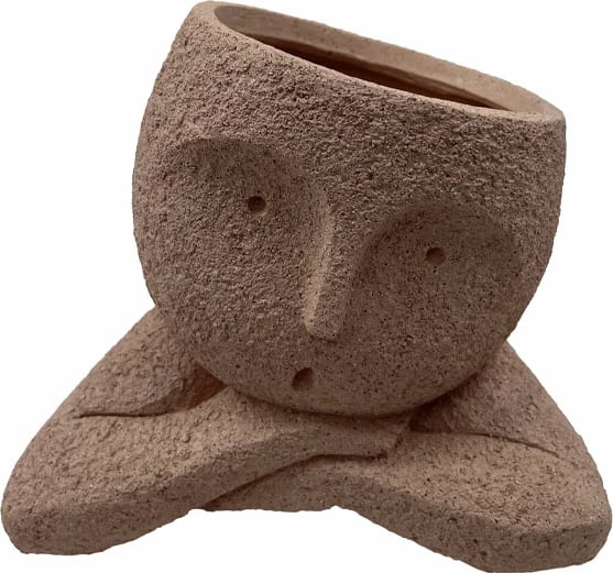 Vazo POLYFACE, polirezine, ngjyrë terrakote, 18x13x15cm