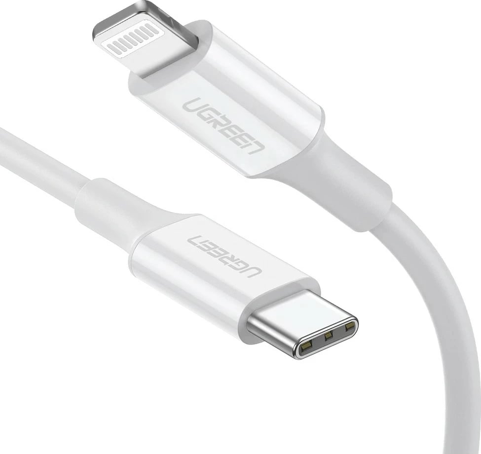 Kabllo Ugreen 10493, USB C në Lightning, 1m, e bardhë