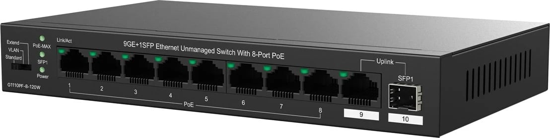 Switch Tenda TEG1110PF-8-120W, Gigabit Ethernet, PoE, i zi