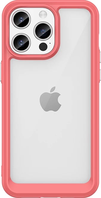 Mbështjellës Hurtel Outer Space Case për iPhone 15 Pro, i përforcuar, i tejdukshëm, Kuq