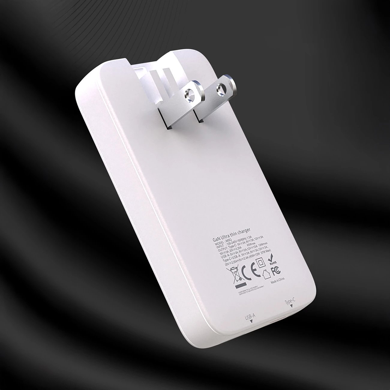 Karikues muri Dudao A65Q, 65W, GaN, USB-C/USB-A, i bardhë