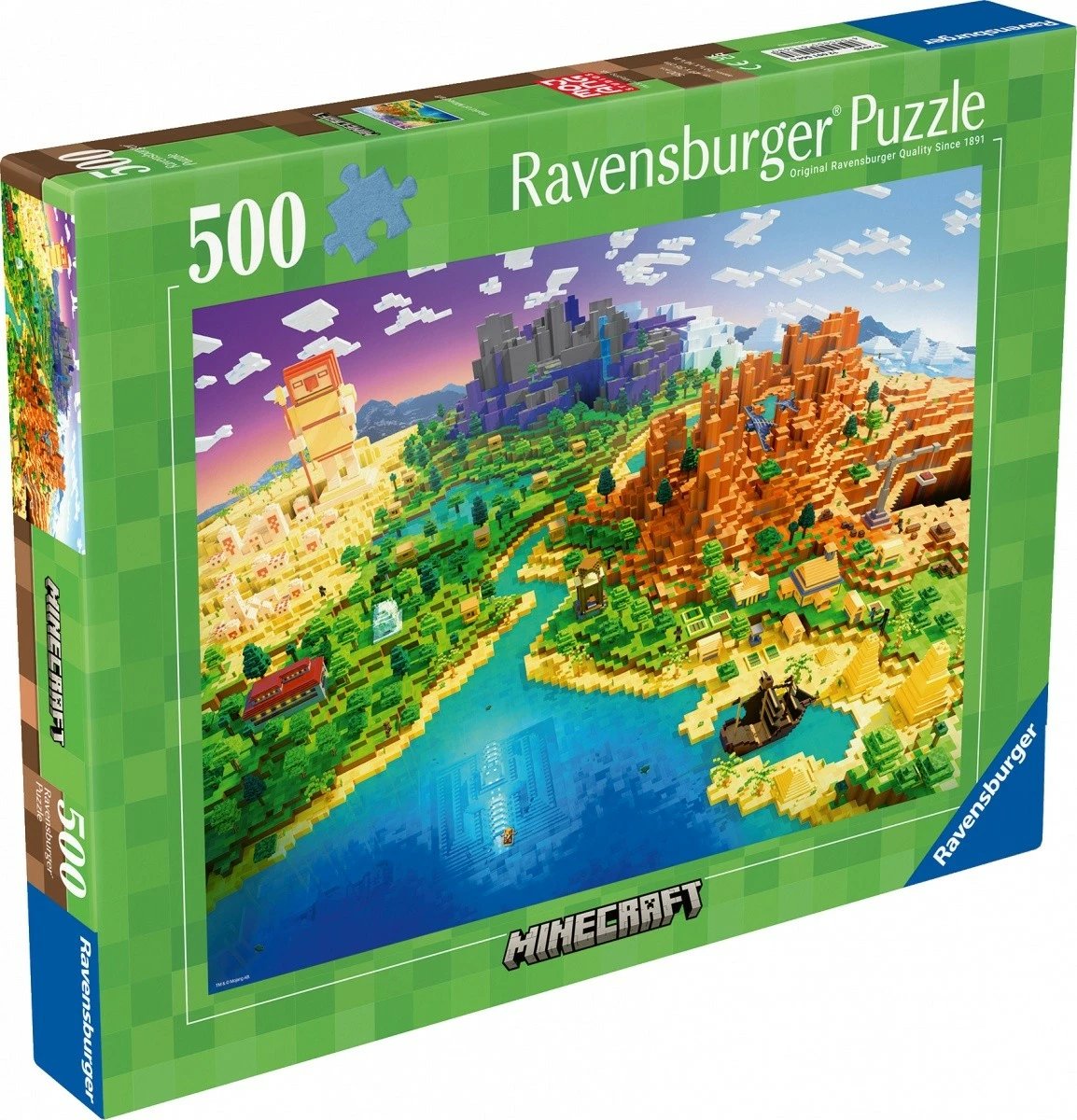 Puzzle Minecraft Ravensburger 500 pjesë, 49x36cm