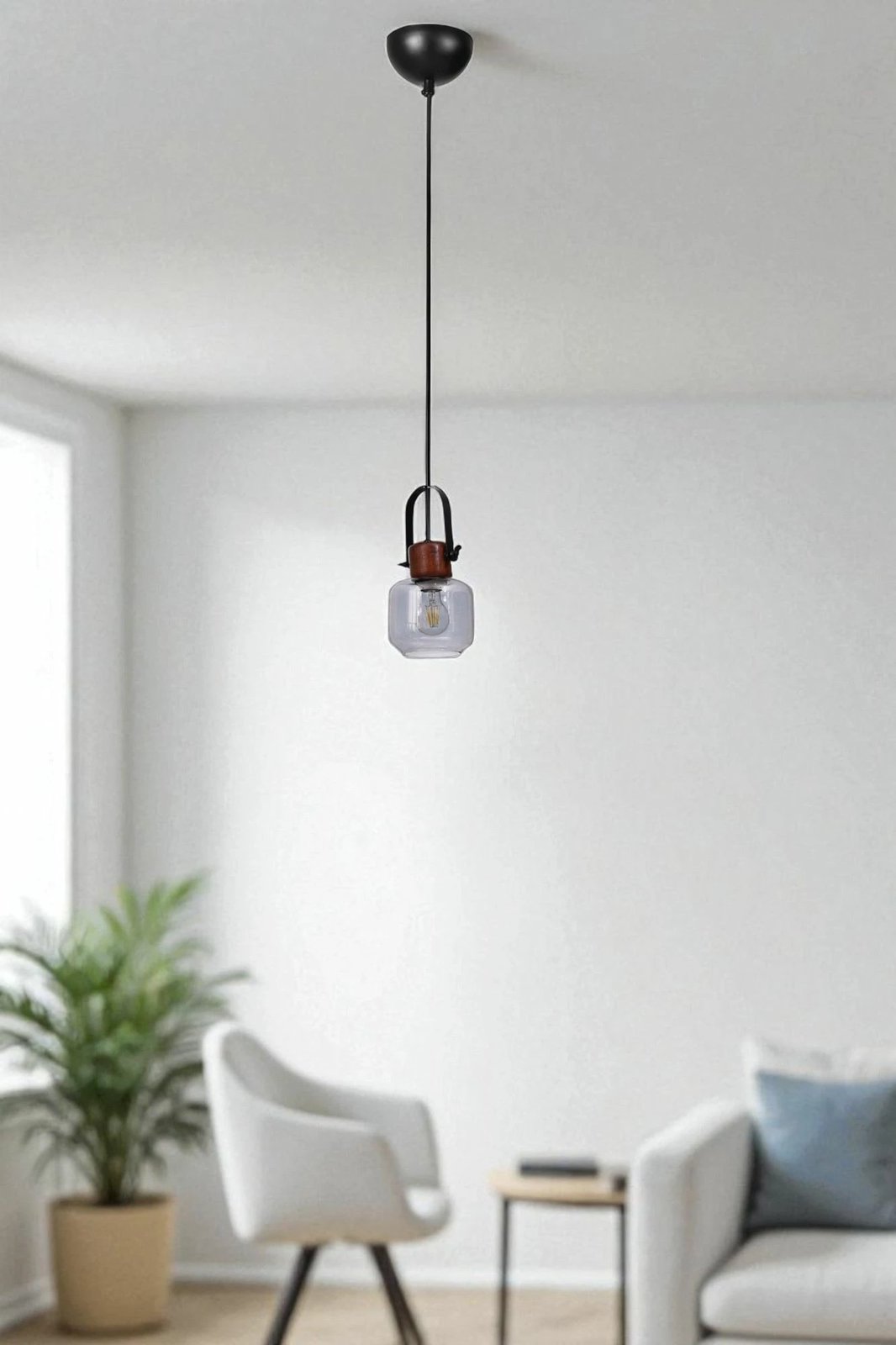 Llambë tavani Opviq, 9067-1, metal dhe xham, ngjyrë gri, arre, e zezë