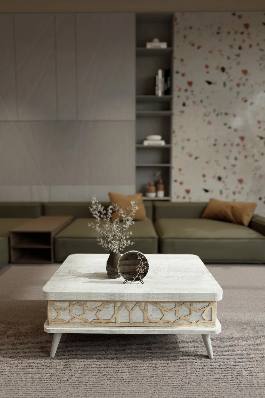 Tavolinë kafeje, ngjyrë e bardhë antike, Skye Decor, Ottowa Ada