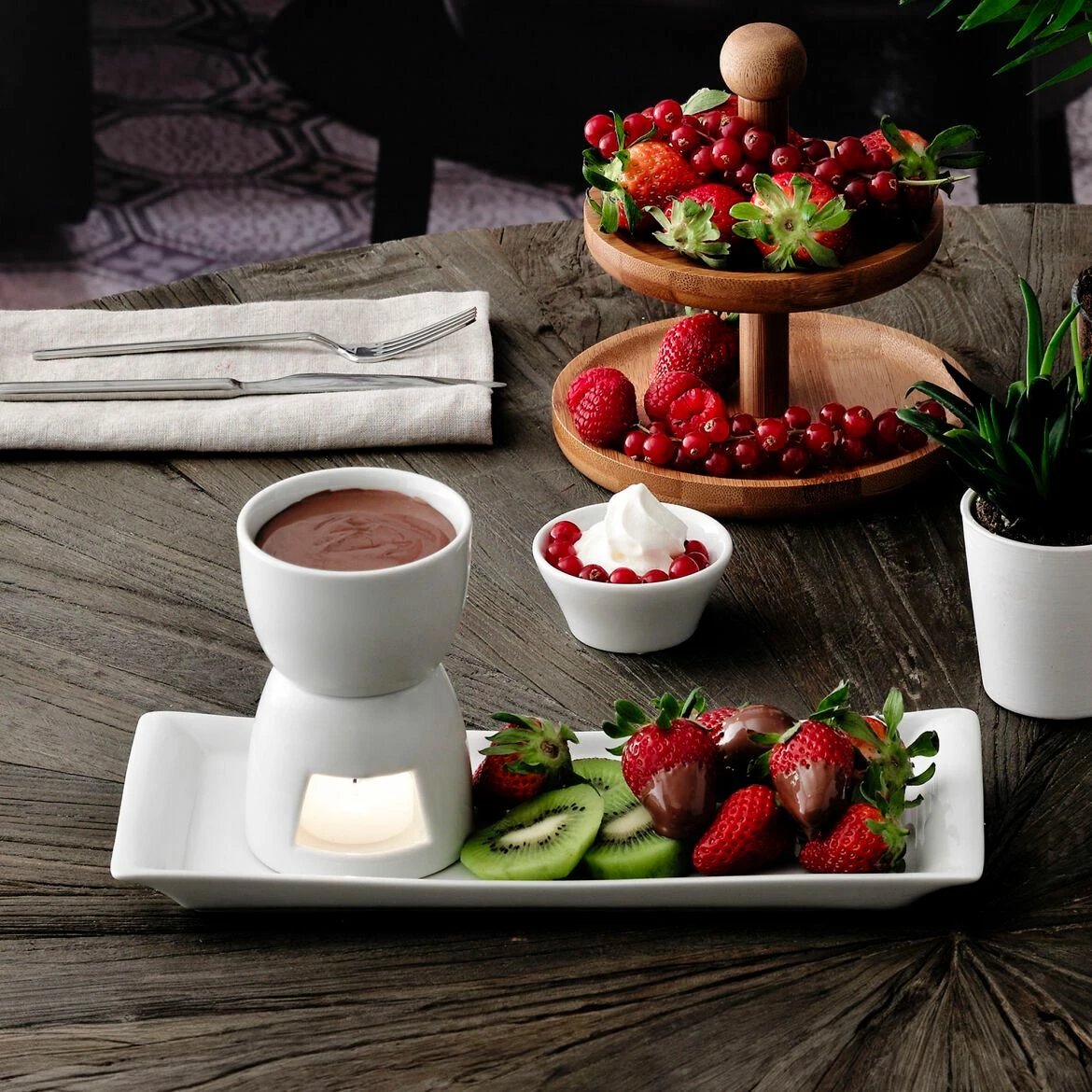 Set fondue porcelani, i bardhë, Hermia Concept, GR202FN00