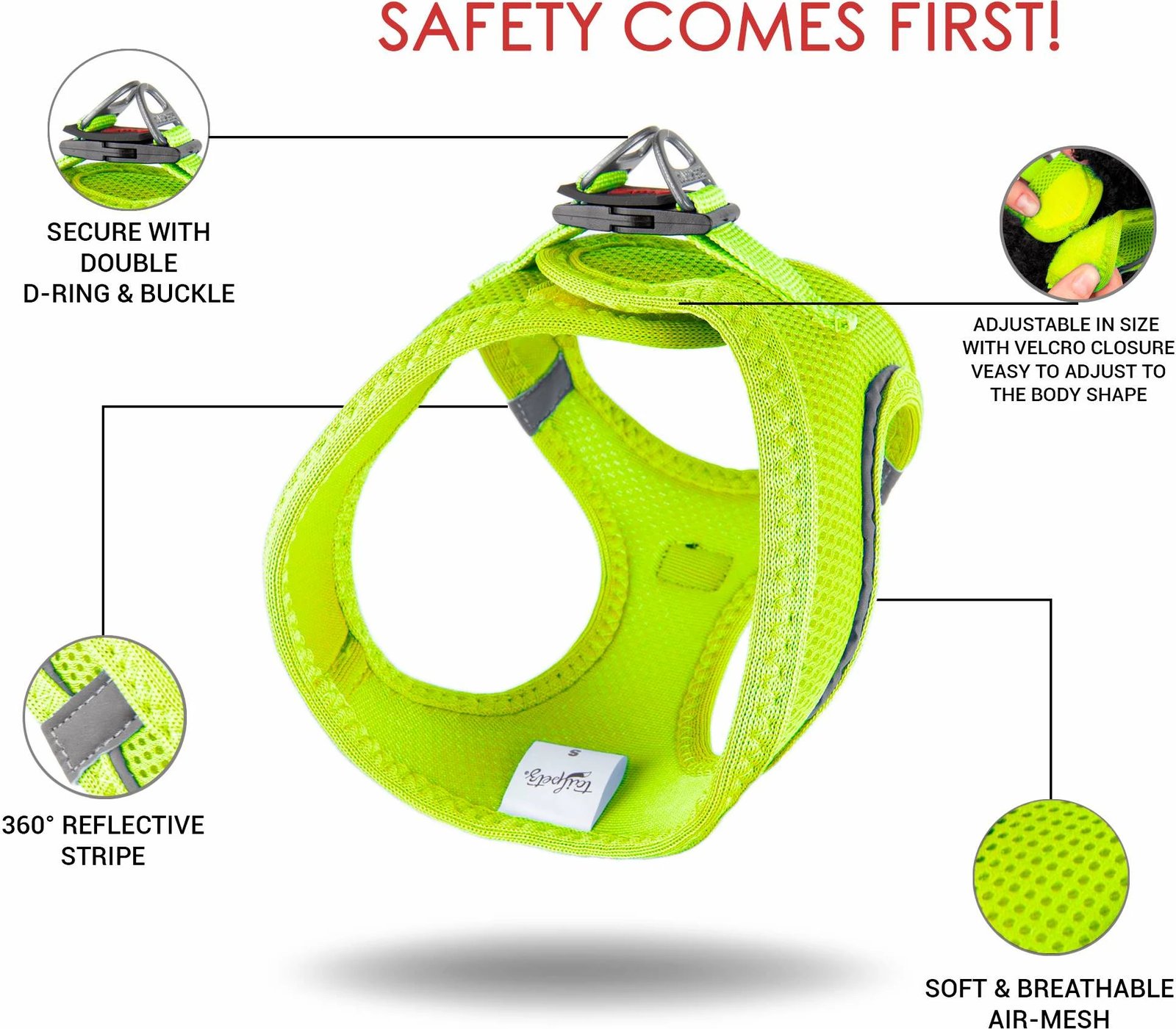 Parzmore për qen, ngjyrë Neo Lime, Air-Mesh