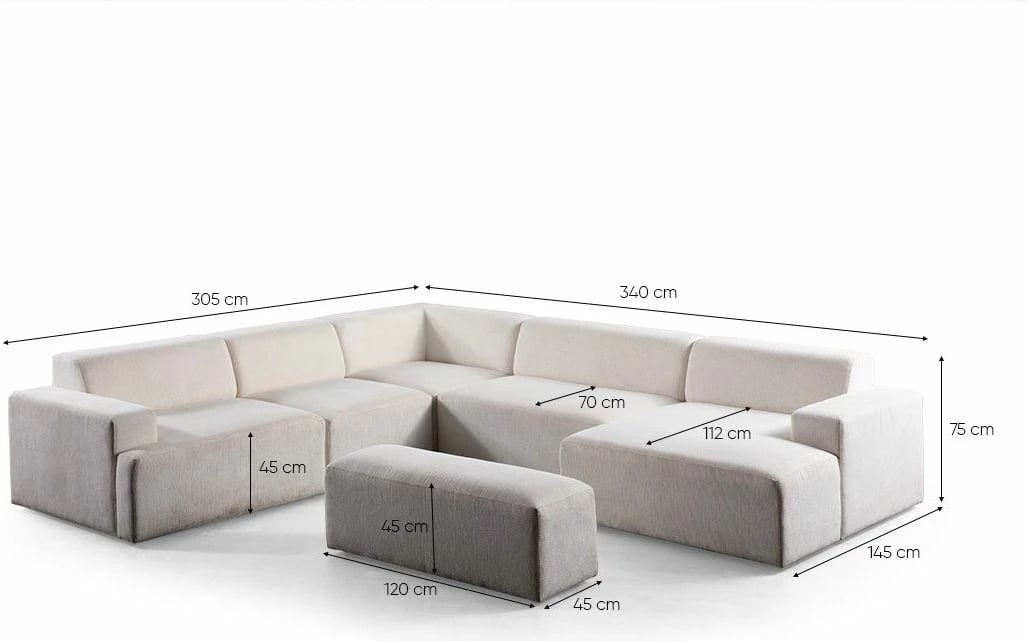 Këndore Melva, Atelier del Sofa, e bardhë, (L1.5 + O1 + C + O2 + Chl Djathtas)