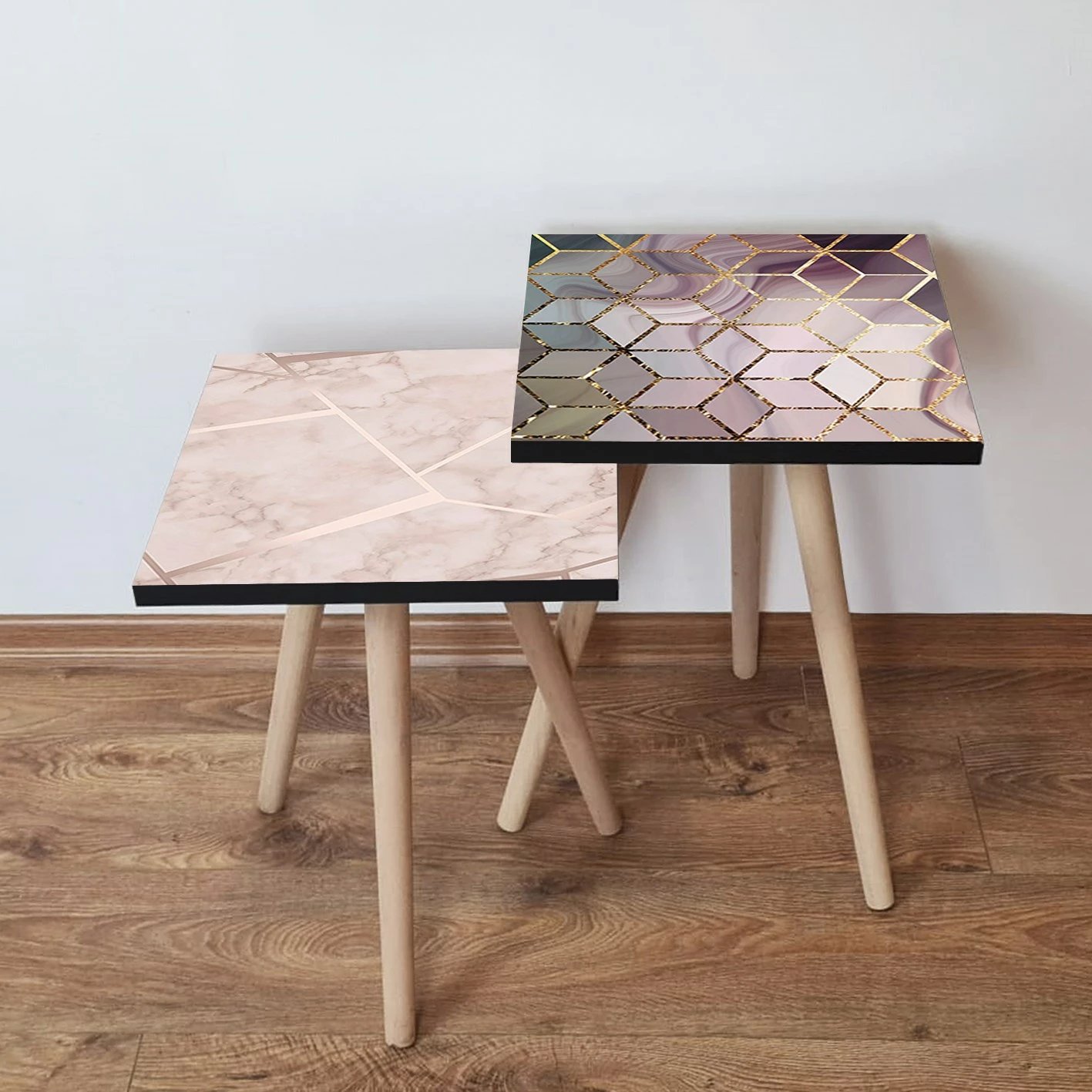 Tavolina ndihmëse të mbivendosura (2 copë), Skye Decor, 2Shp518, krem