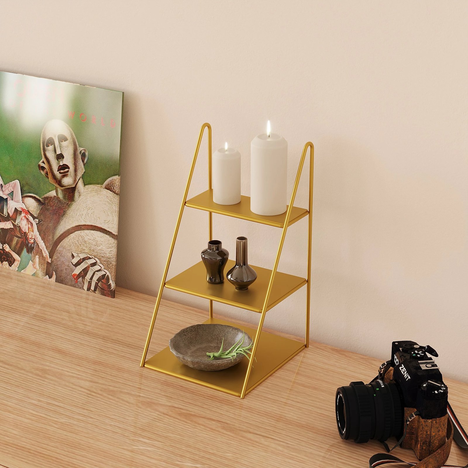 Aksesor dekorativ metalik, ngjyrë ari, Aberto Design Kalımnos-B