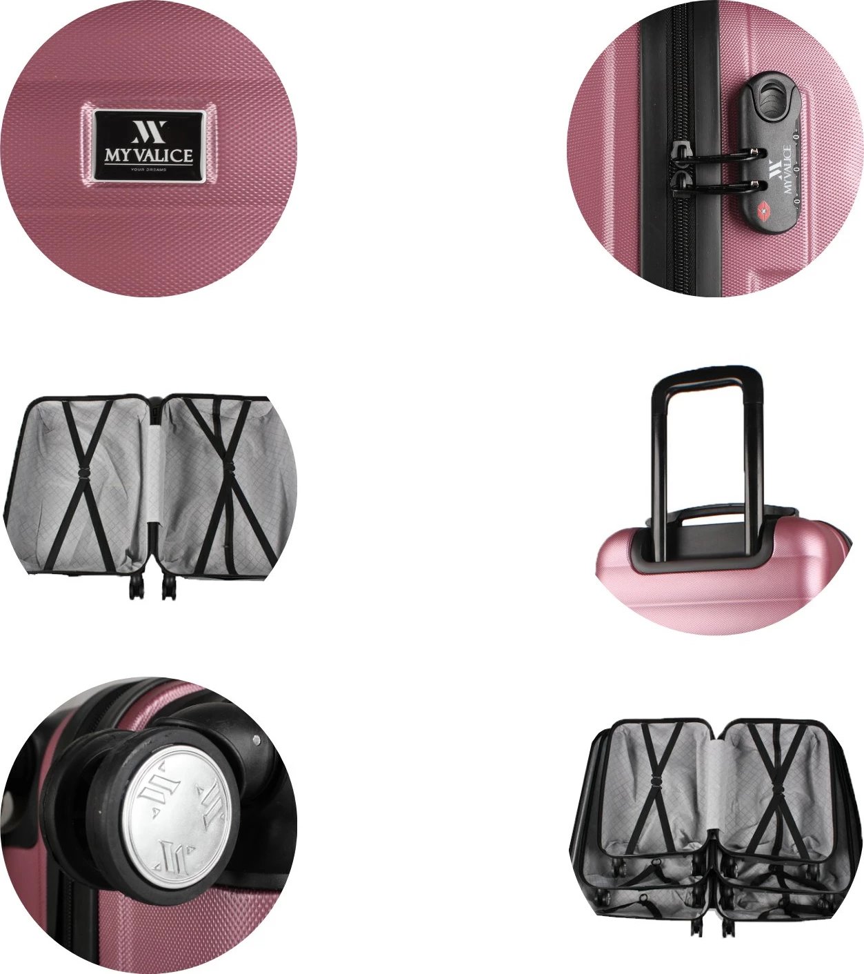 Set valixhesh (2 copë), ngjyrë rozë e artë, Zoozie Bags, 6490