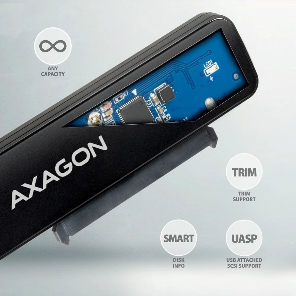 Adapter AXAGON ADSA-FP2A, USB-A 5Gbps, për HDD/SSD 2.5", i zi
