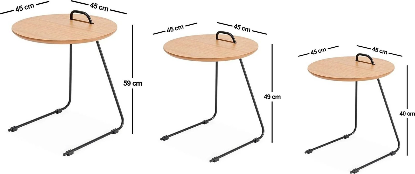 Set tavolinash ndihmëse (3 copë), Skye Decor, Metis - natyrale