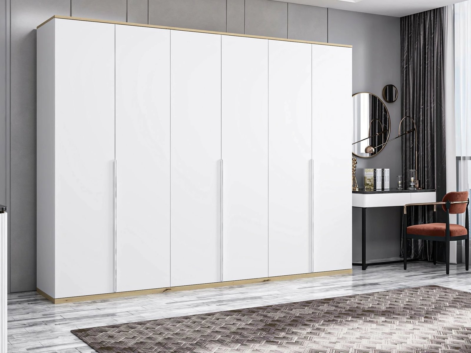 Dollap Skye Decor, Kale Line, i bardhë, 270x206x52cm