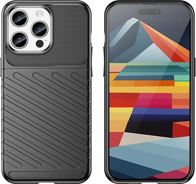 Mbështjellës i blinduar Hurtel Thunder Case për iPhone 15 Pro Max, i zi