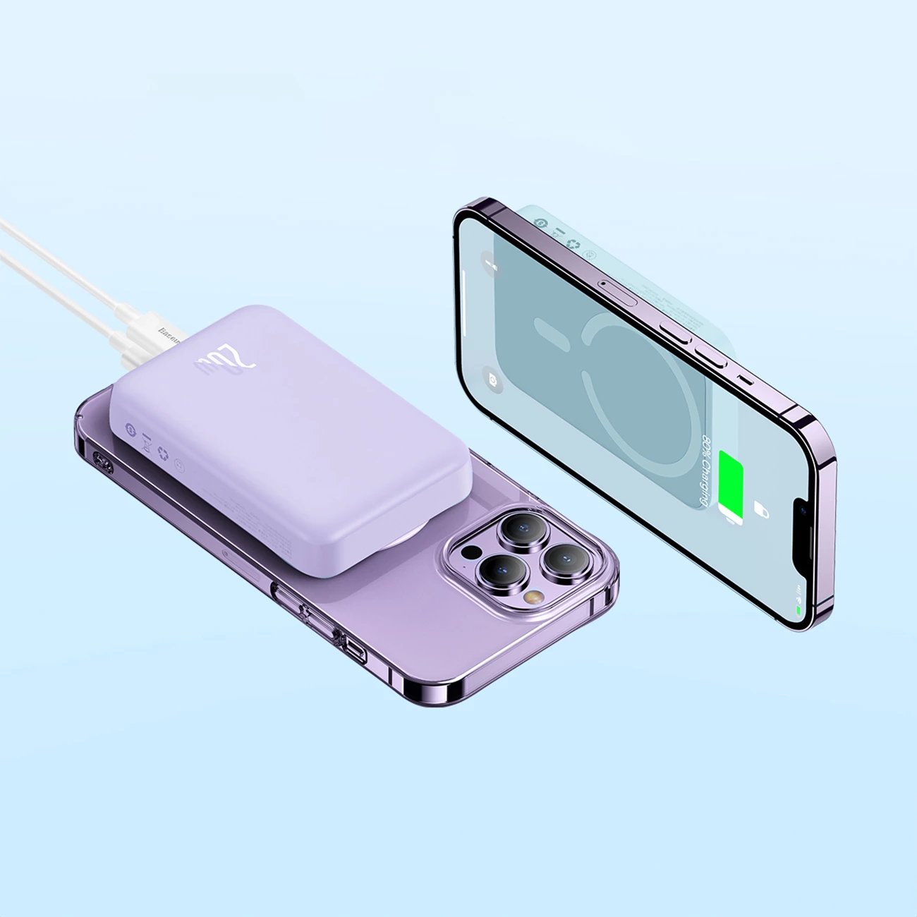 Powerbank Baseus Magnetic Mini 10000mAh 20W, USB-C, vjollcë me kabllo USB-C