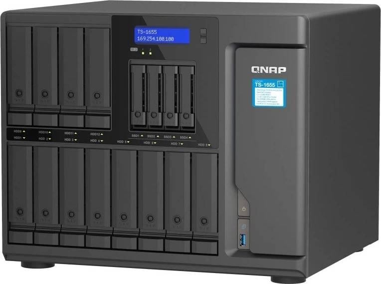 NAS server QNAP TS-1655-8G, Intel Atom C5125, 8 GB RAM, 16 slote, Tower, E zezë