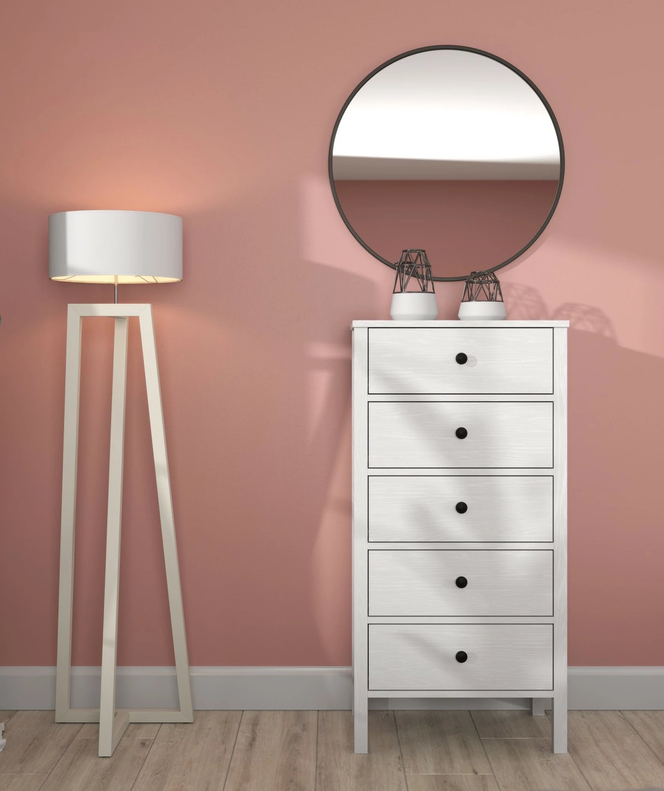 Komodë Hanah Home, FRN-20027, ngjyrë druri dhe e bardhë