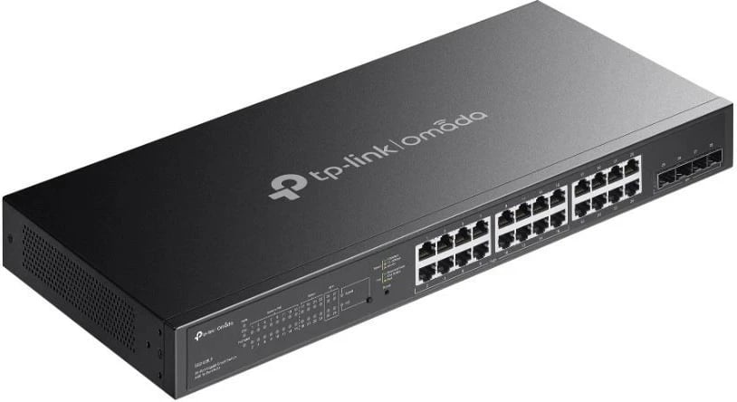 Switch TP-LINK SG2428LP, 16xGE PoE+, 8xGE, 4xSFP, për rack, i zi