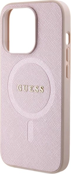 Mbështjellës Guess Saffiano MagSafe për iPhone 15 Pro, Rozë