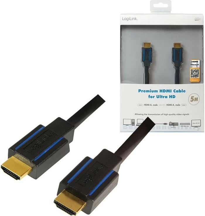 Kabllo HDMI Ultra HD LogiLink CHB006, 5m, e zezë