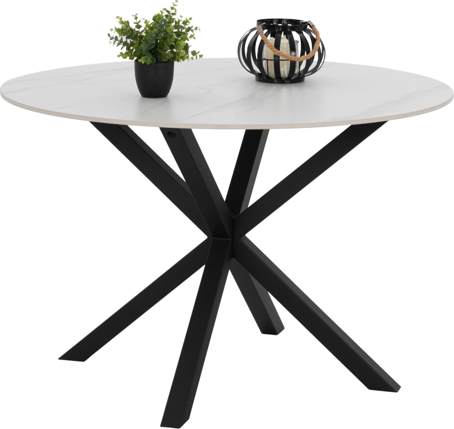 Tavolinë ngrënieje e rrumbullakët, gur i sinteruar, këmbë metali, FH9309.02, Φ115x75H