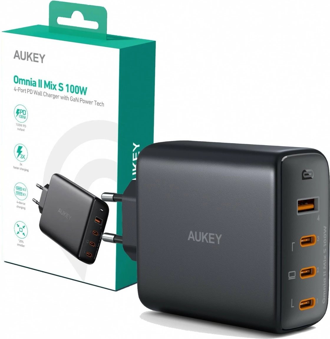 Karikues muri AUKEY PA-B7S Omnia II, 100W, 4xUSB (3xUSB-C + 1xUSB-A), i zi