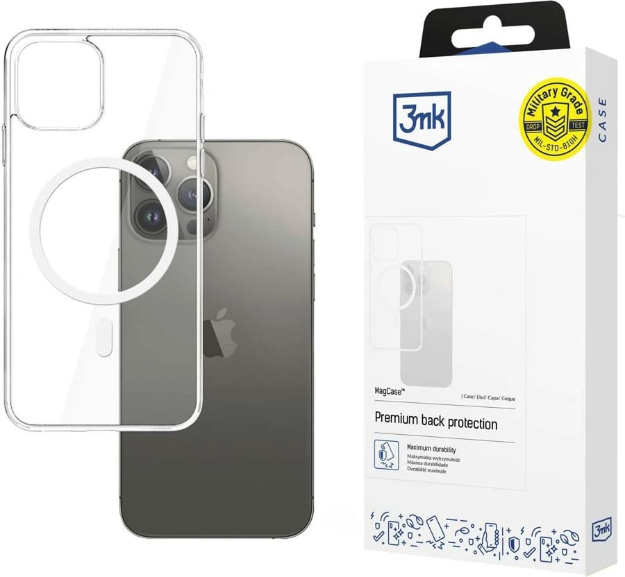 Mbështjellës 3mk MagCase për iPhone 13 Pro Max, kompatibil me MagSafe, Transparent