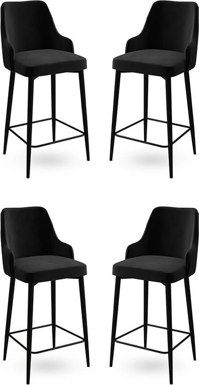 Set karrigesh për bar (4 copë), Hanah Home, Enox, e zezë