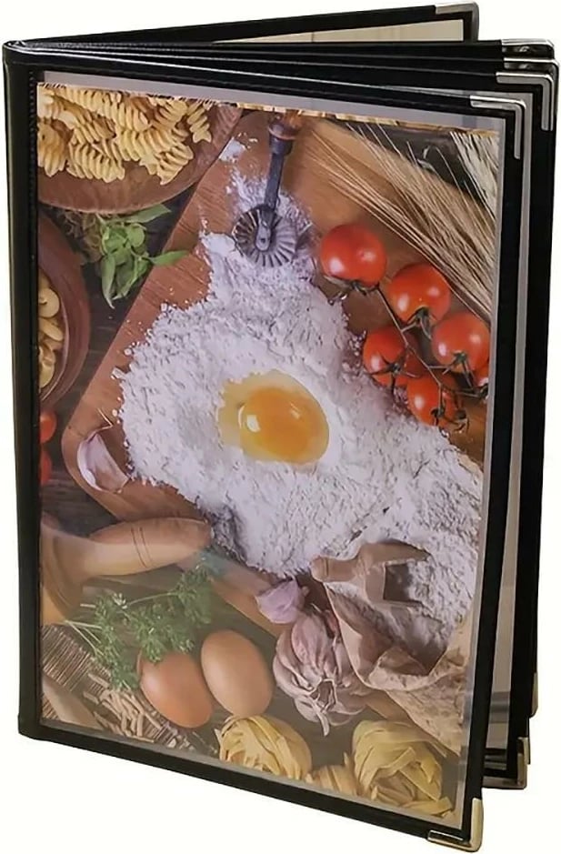 Mbajtës menuje NEXT 14x21cm, për 4 faqe, i zi