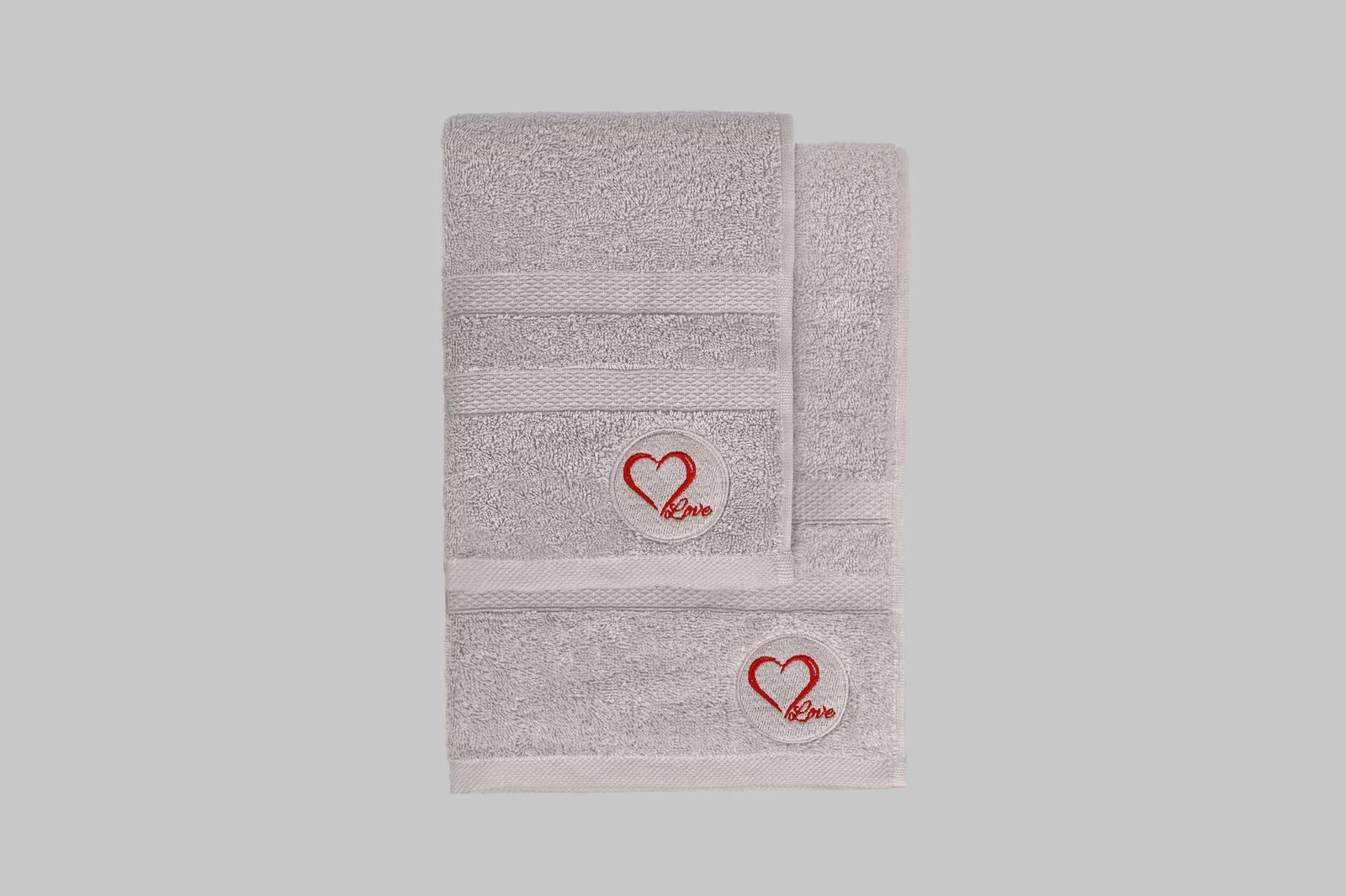 Set peshqirësh duarsh dhe banje (2 copë), Mijolnir, Love, gri