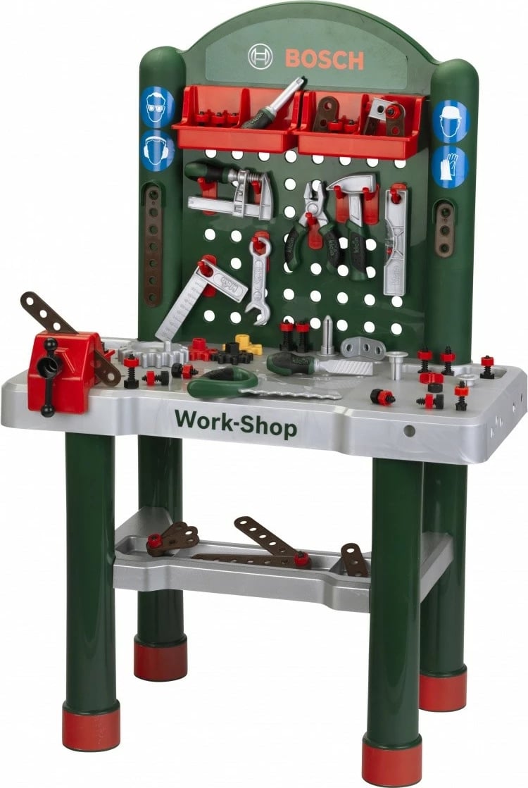 Tavolinë pune lodër për fëmijë Klein Bosch Workshop 82 pjesë, Multikolor