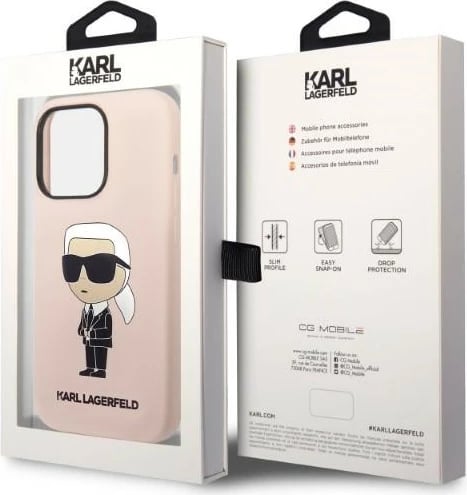 Mbështjellës Karl Lagerfeld Silicone Ikonik për iPhone 14 Pro Max, rozë