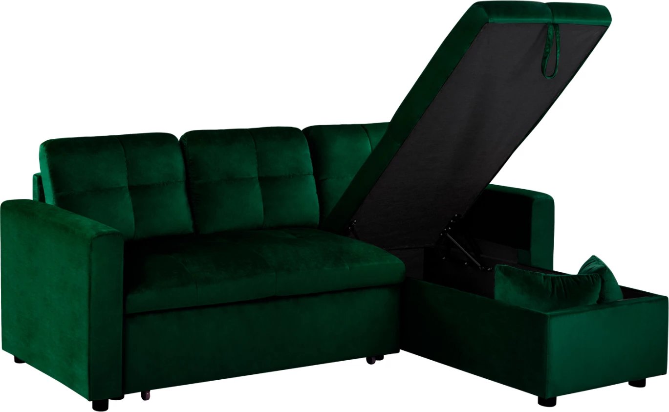 Divan qoshe që bëhet shtrat Wayne 224x147x85 FH3028.13 Kadife Jeshile Cipres