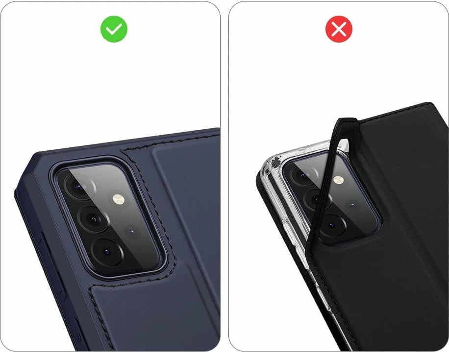 Mbështjellës Dux Ducis Skin X për Samsung Galaxy A72, me kapak, me mbajtëse, me portofol, Blu
